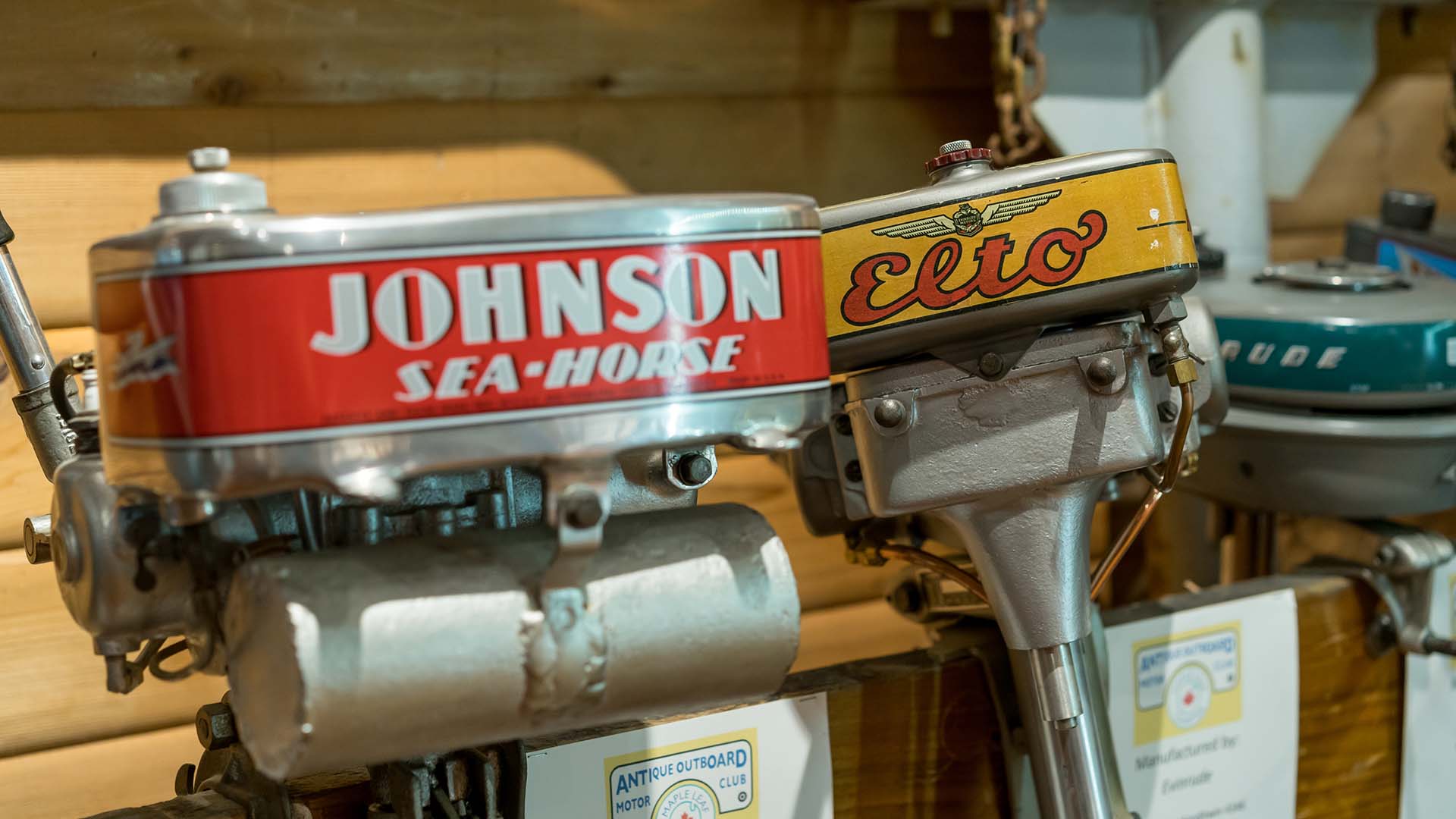 Vintage boat motors at the Muskoka Lakes Museum